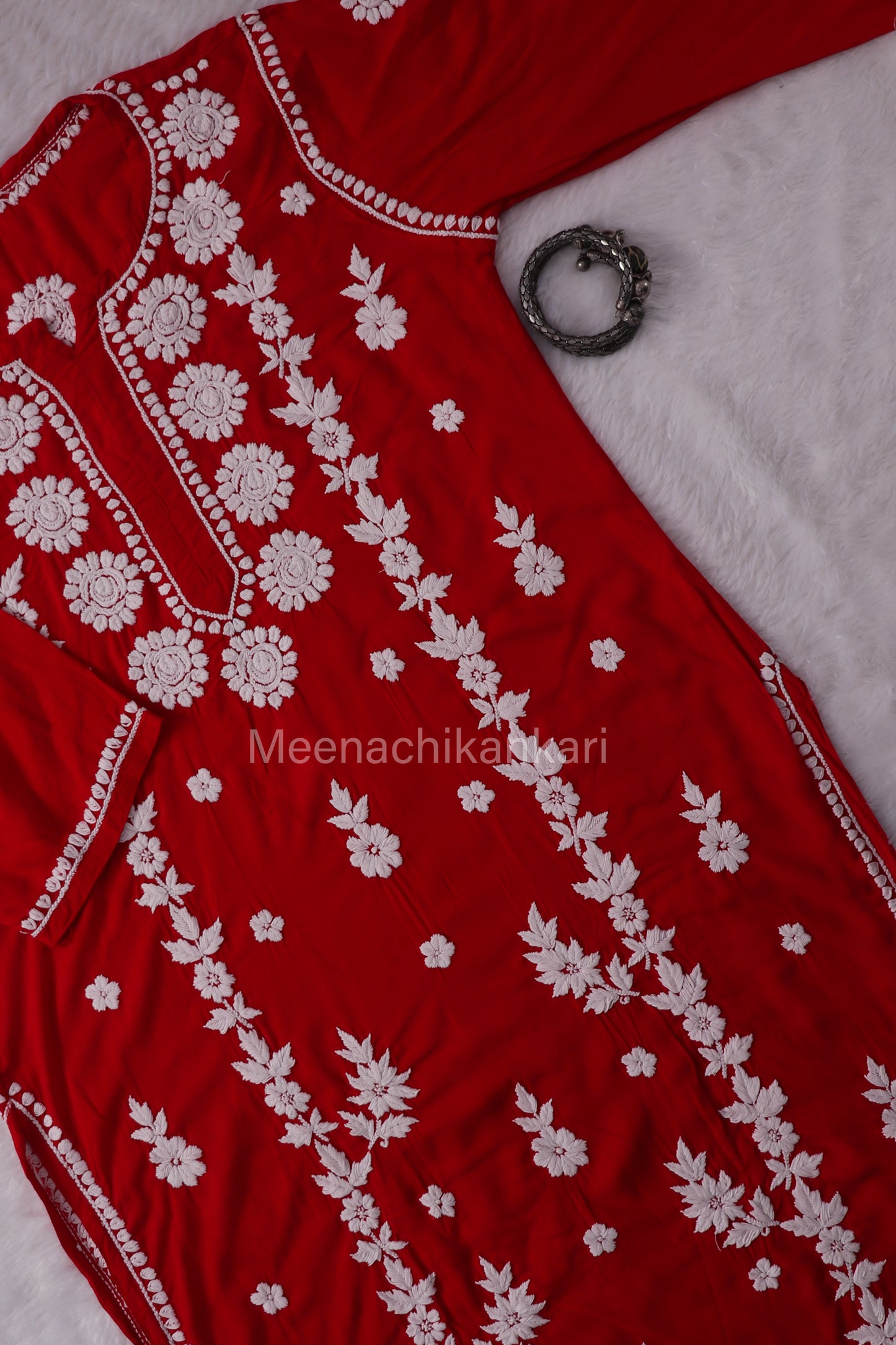 Sama Red Modal Straight Long Kurta