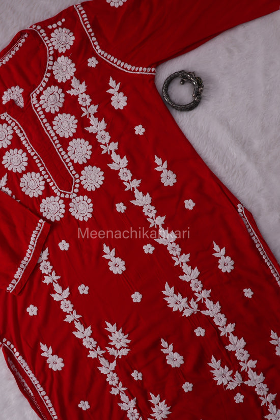 Sama Red Modal Straight Long Kurta