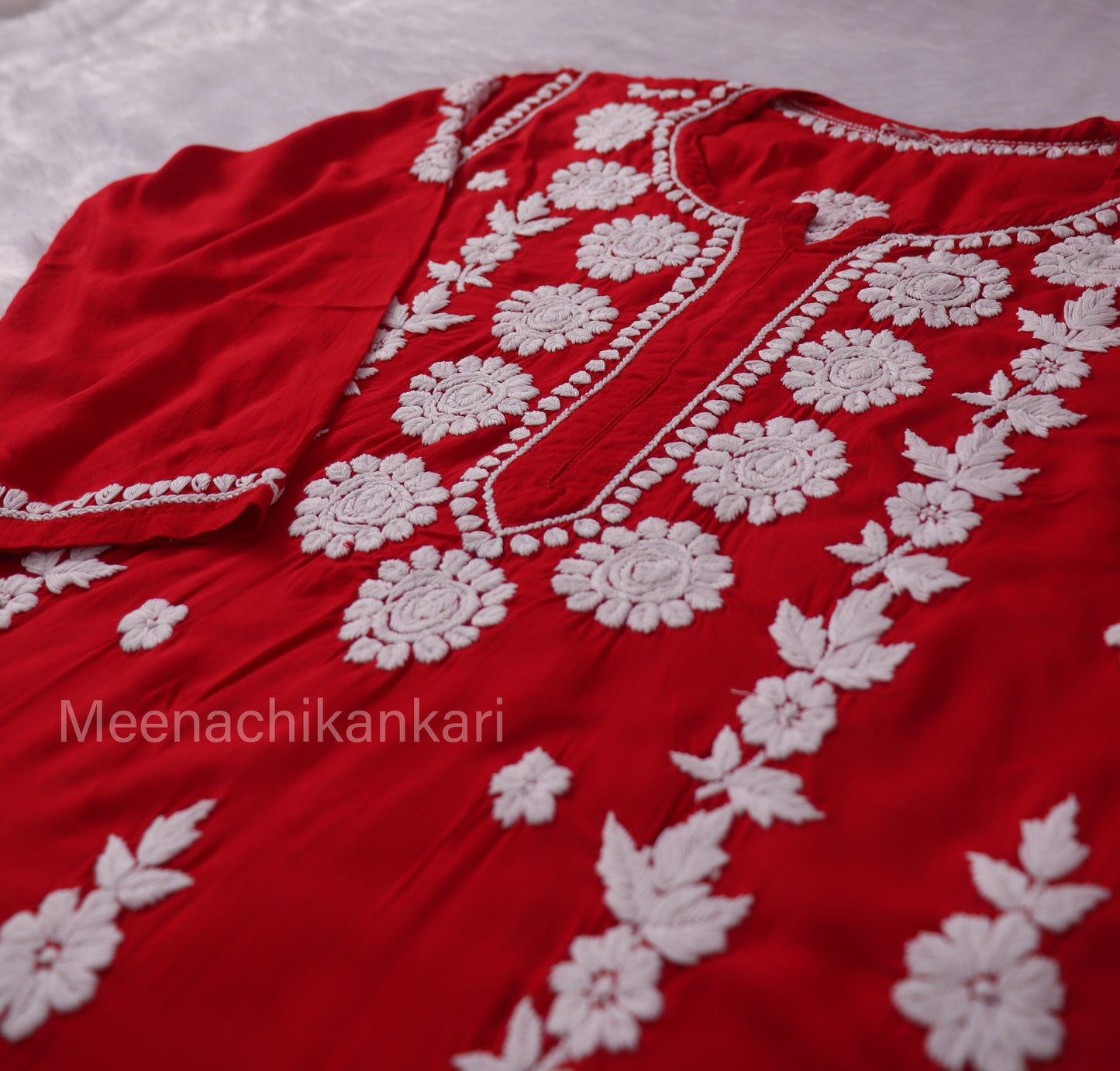 Sama Red Modal Straight Long Kurta