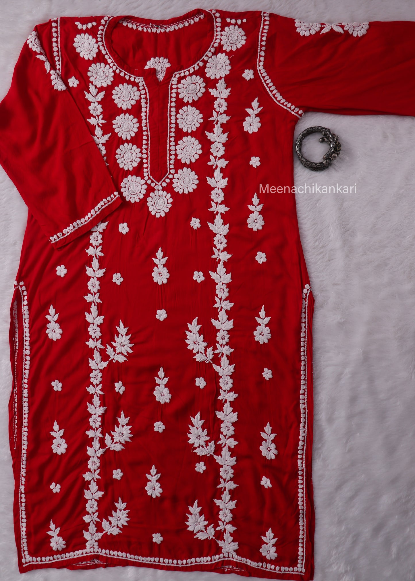 Sama Red Modal Straight Long Kurta