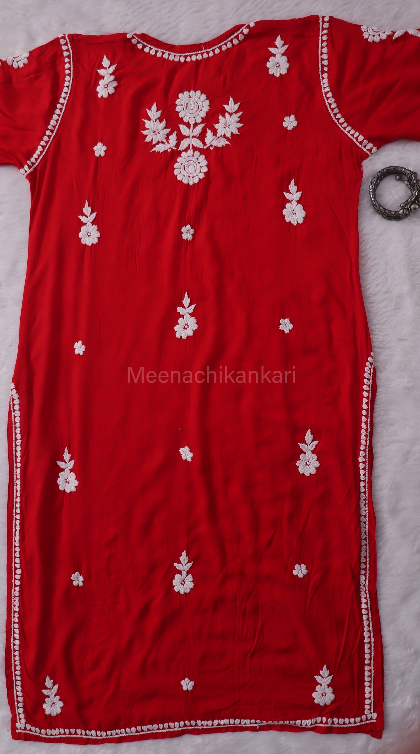 Sama Red Modal Straight Long Kurta