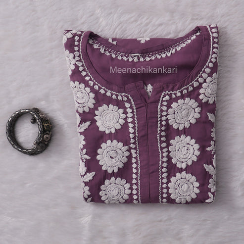 Sama Lavender Purple Modal Straight Long Kurta