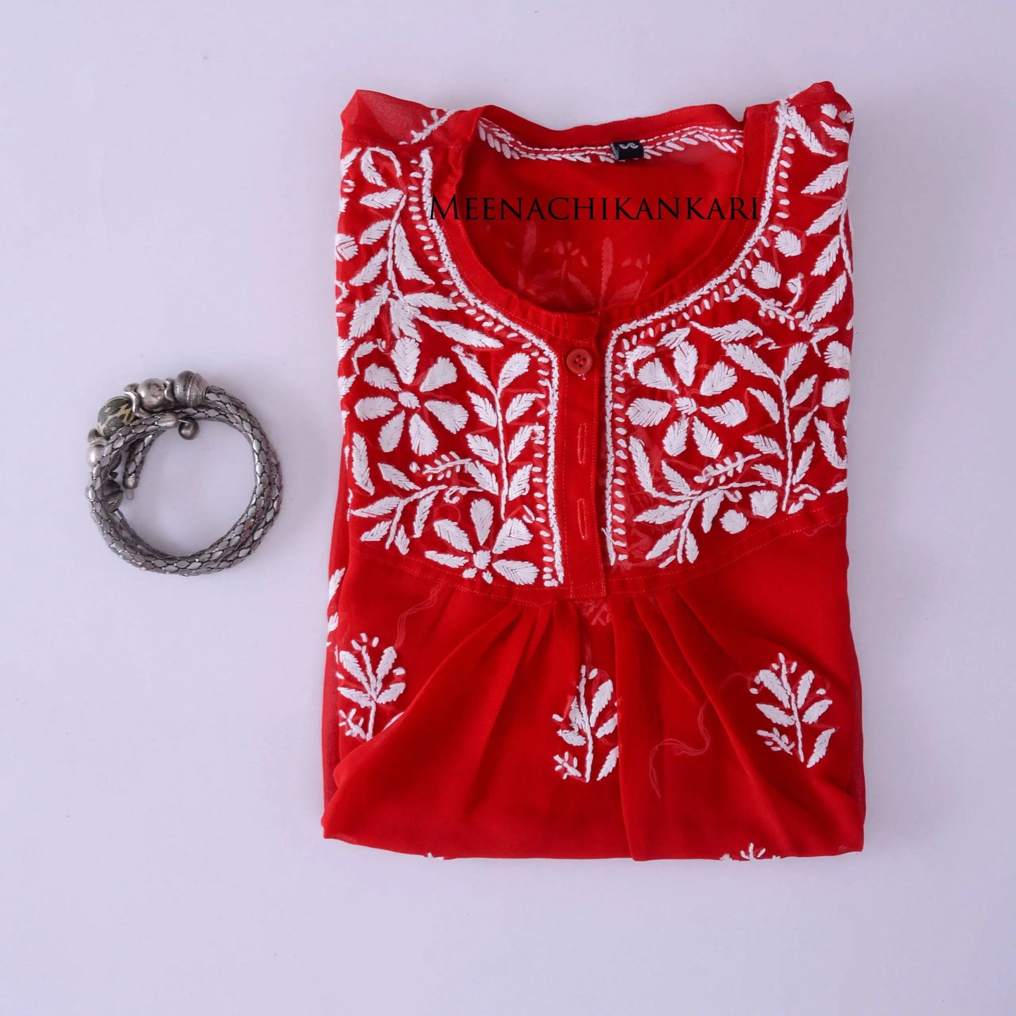 mahika Red Short Georgette Kurta