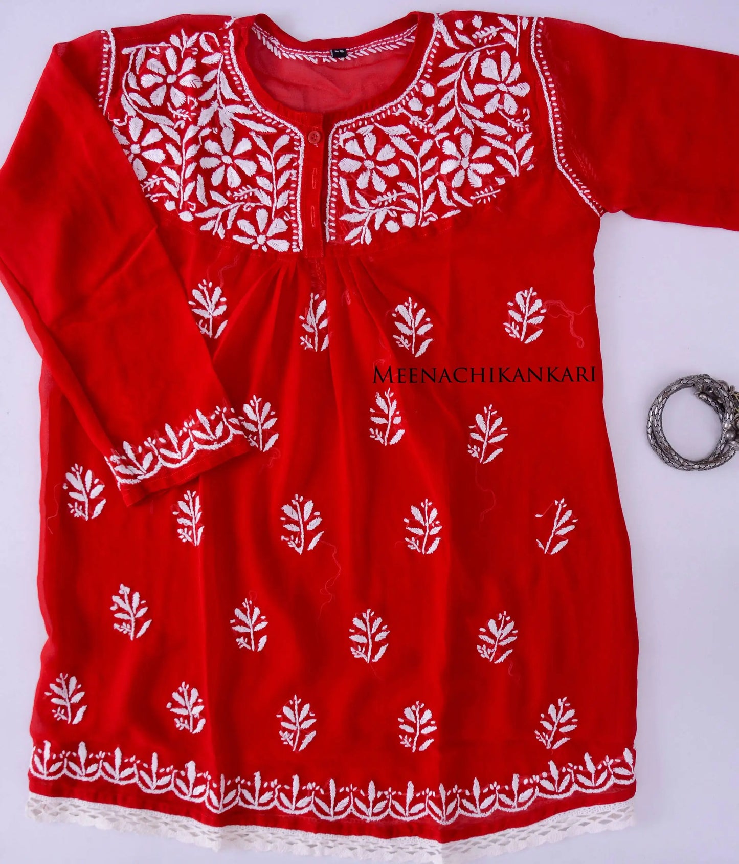 mahika Red Short Georgette Kurta