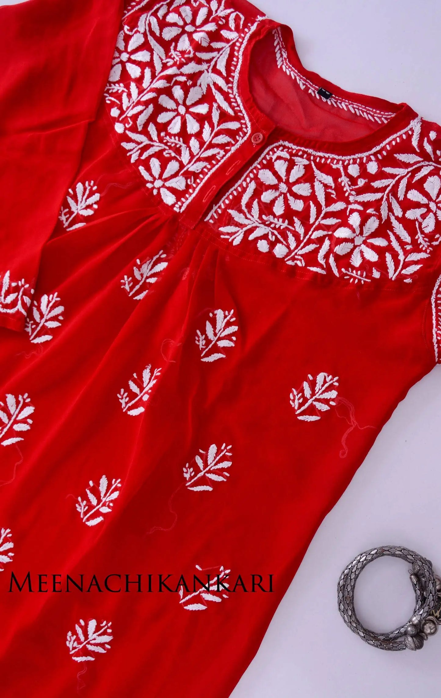mahika Red Short Georgette Kurta