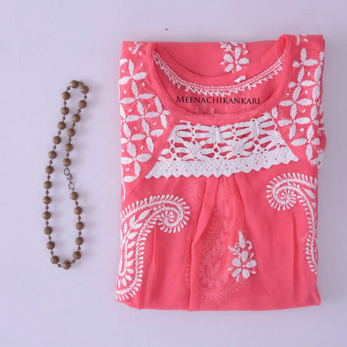 Paakhi Pink Lays Georgette Short Kurta