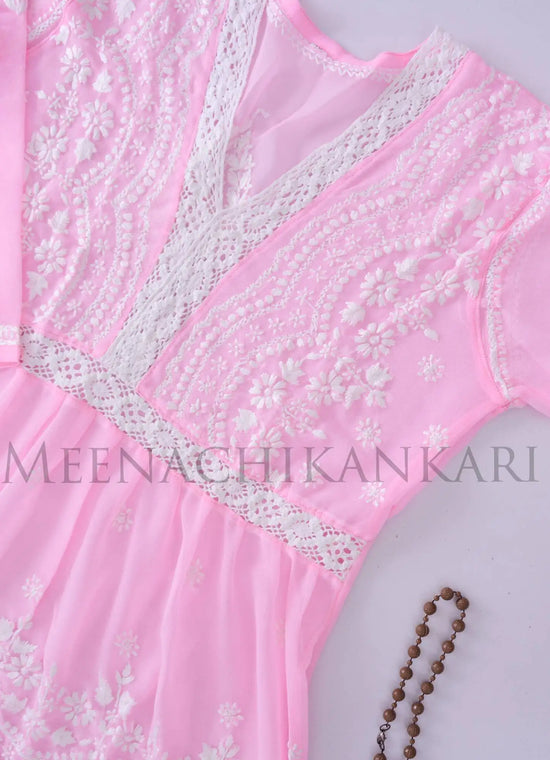 Edha Pink Short Georgette Kurta