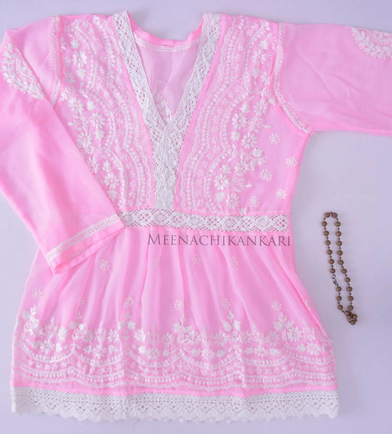 Edha Pink Short Georgette Kurta