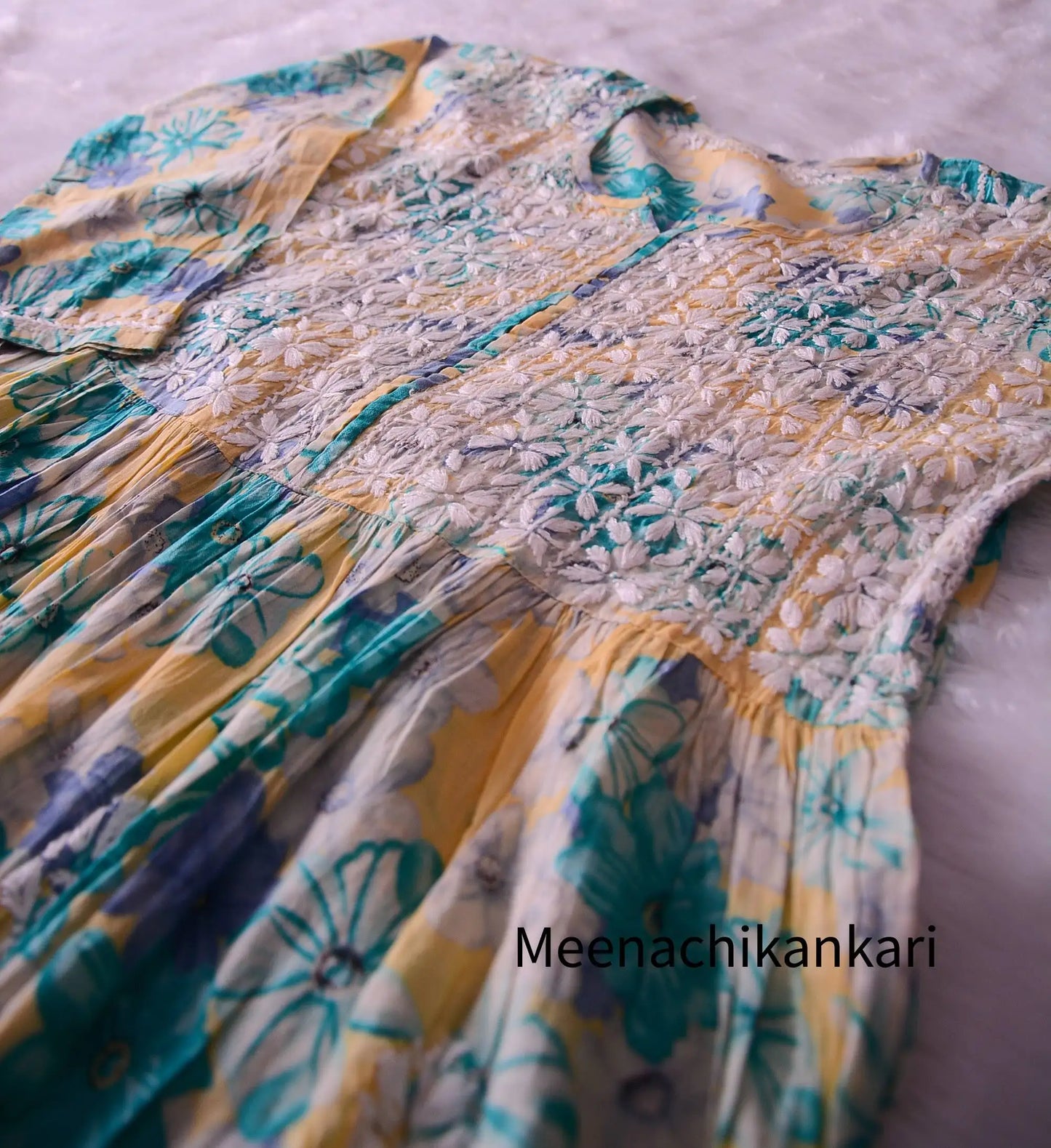 Ana Jade Green Floral Party wear Long Mull Gown - Jade Green