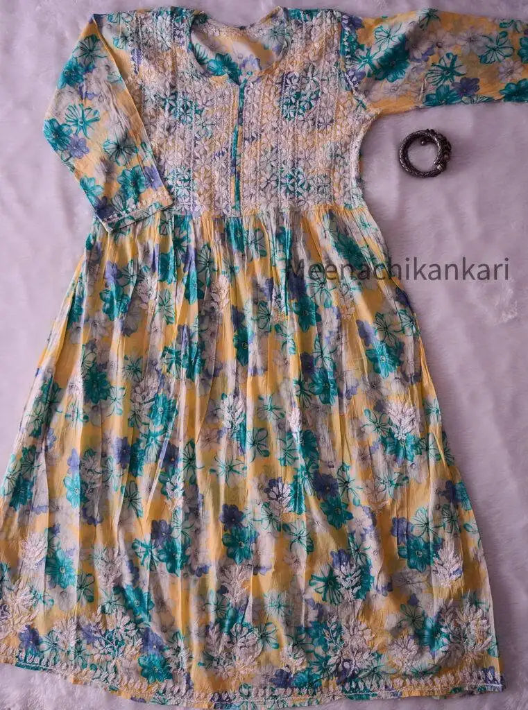 Ana Jade Green Floral Party wear Long Mull Gown - Jade Green