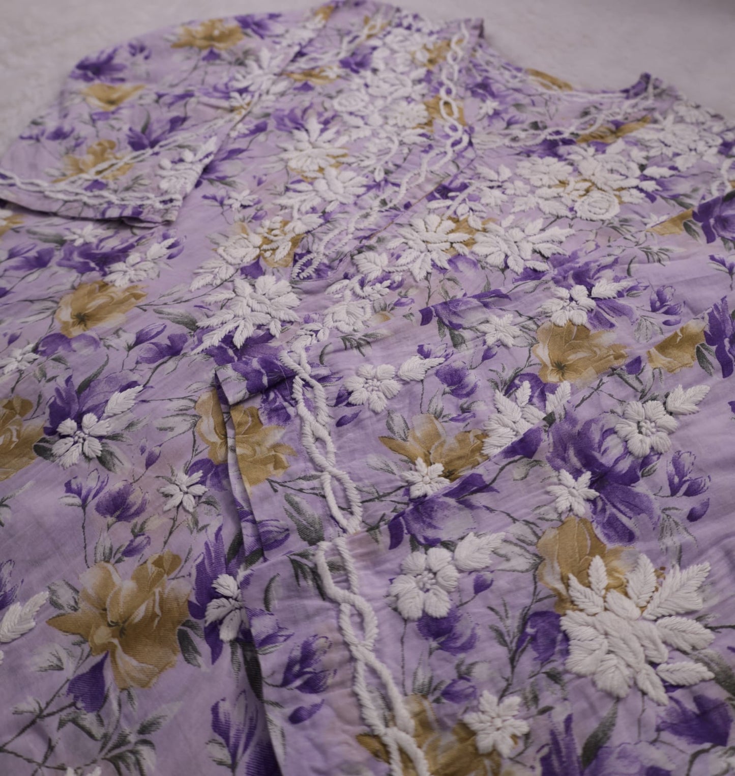 Aaira Lilac Mull Cotton Chikankari Kurta Set