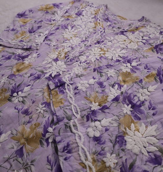 Aaira Lilac Mull Cotton Chikankari Kurta Set