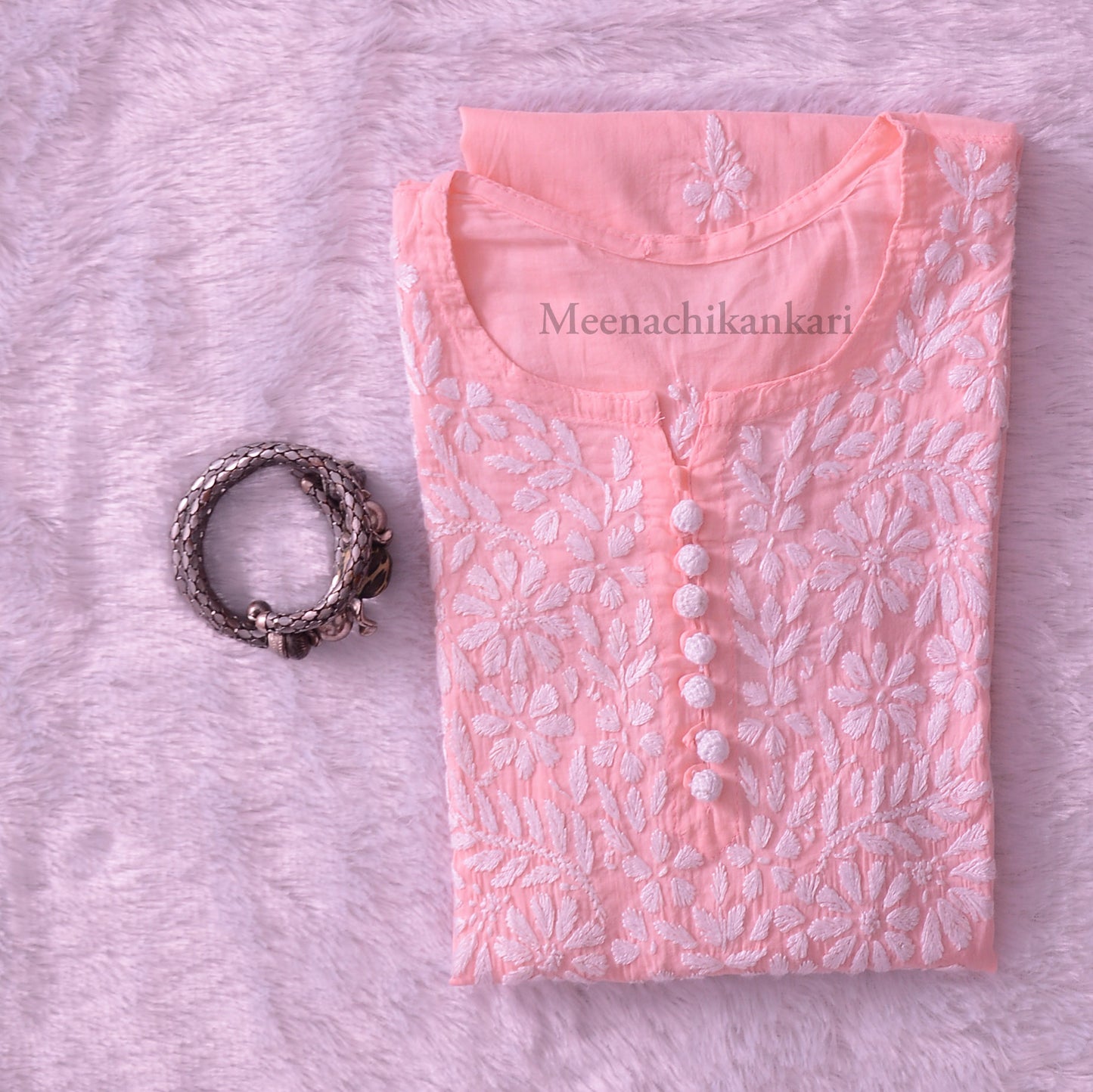 Daania Rose Pink Short Mull Cotton  Kurta