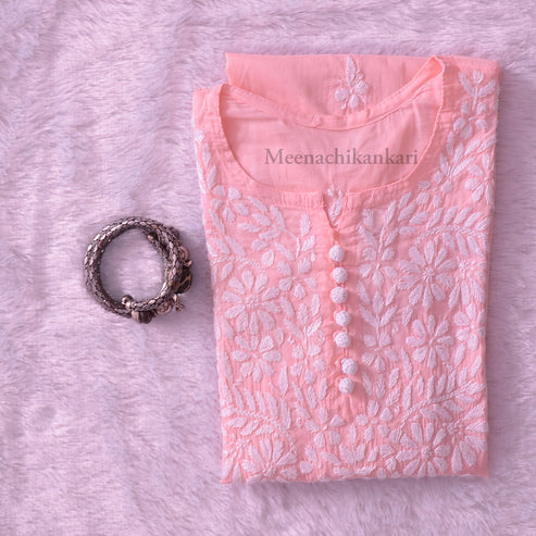 Daania Rose Pink Short Mull Cotton  Kurta