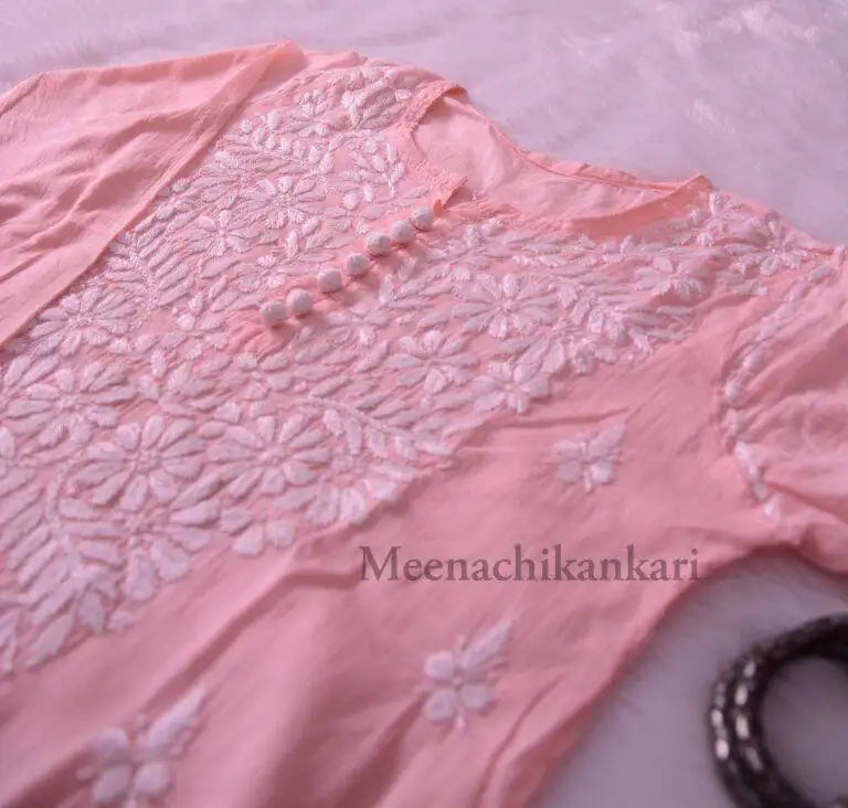 Daania Rose Pink Short Mull Cotton  Kurta