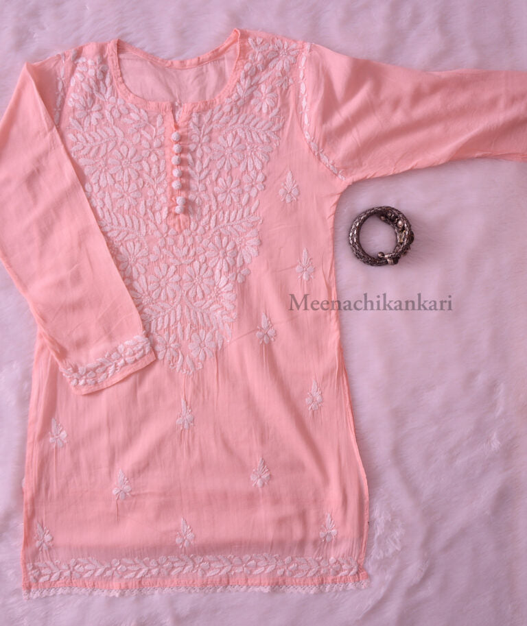 Daania Rose Pink Short Mull Cotton  Kurta