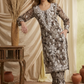 Safar Brown Long CottonChikankari Kurti Set