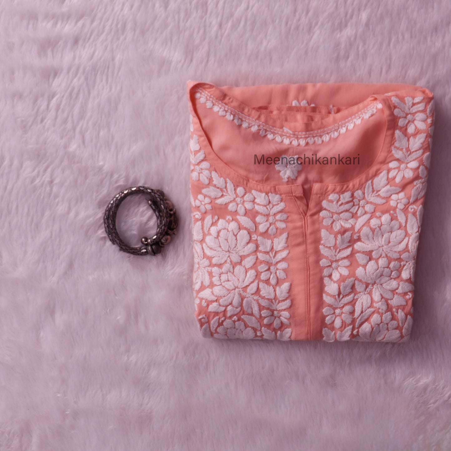 Amena Peach Plus Size Long Kurta