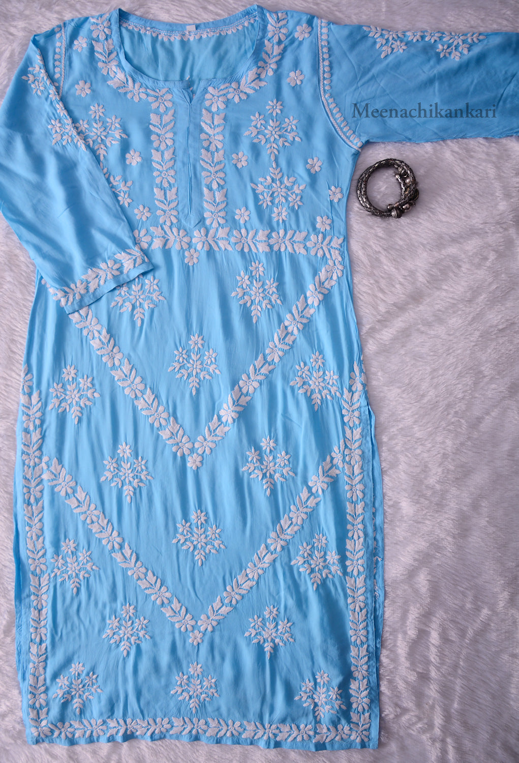 Ahana Ocean Blue Modal kurta Set