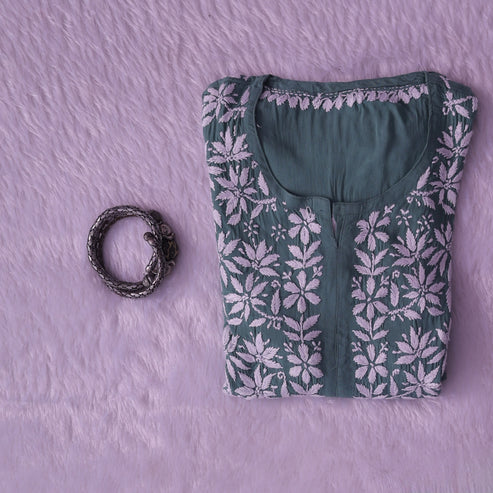 Noor Green Modal Chaikankari Long Kurti