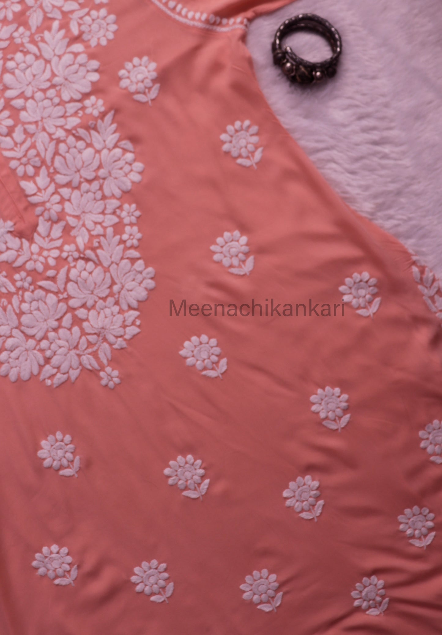 Amena Peach Plus Size Long Kurta