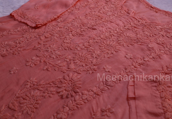 Jasmine Chikankari Peach Muslin kurta Set