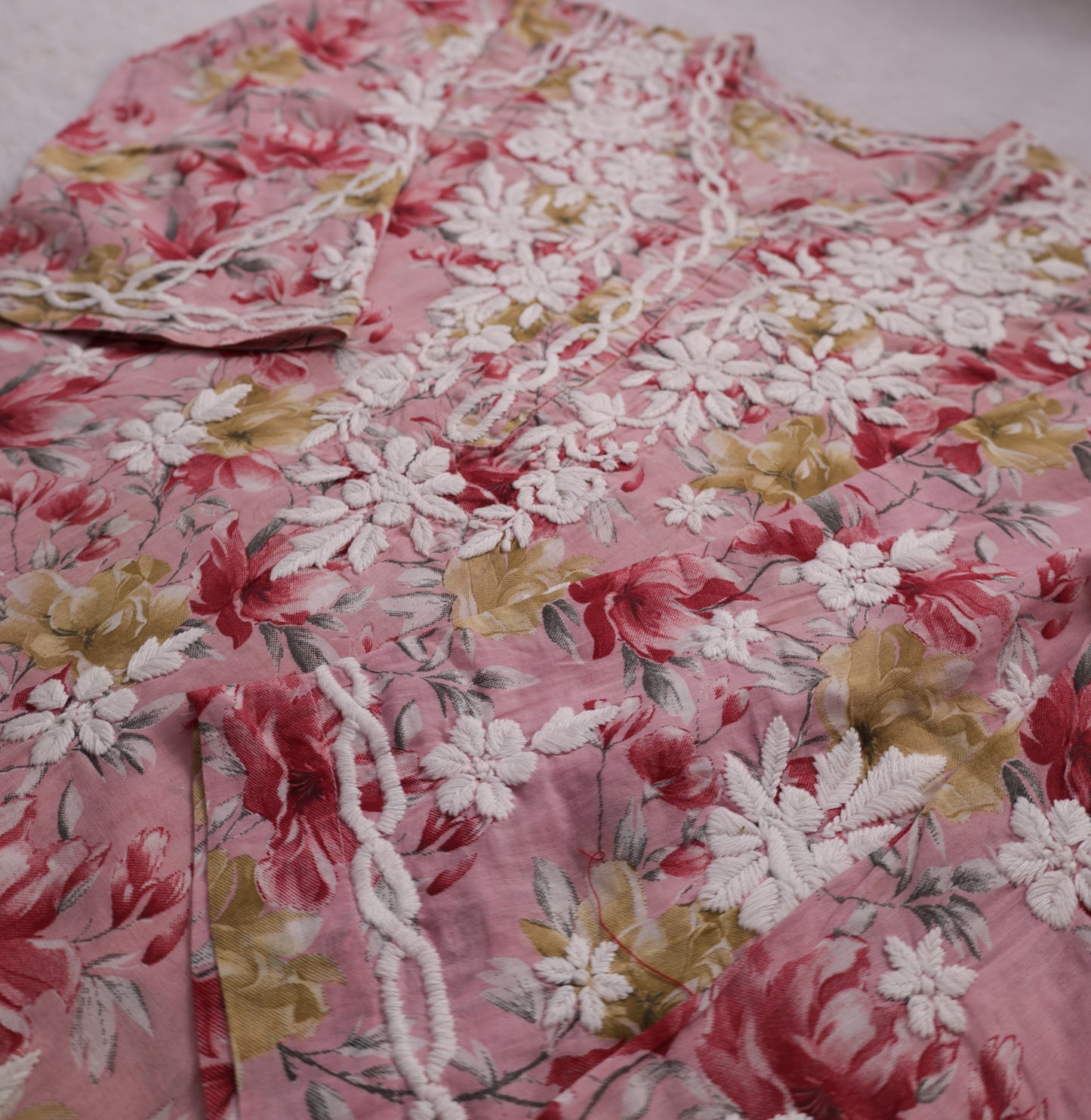 Aaira Rose Pink Mull Cotton Chikankari Kurta Set