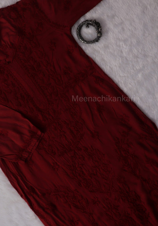 Rahifa Red Long Modal Kurta
