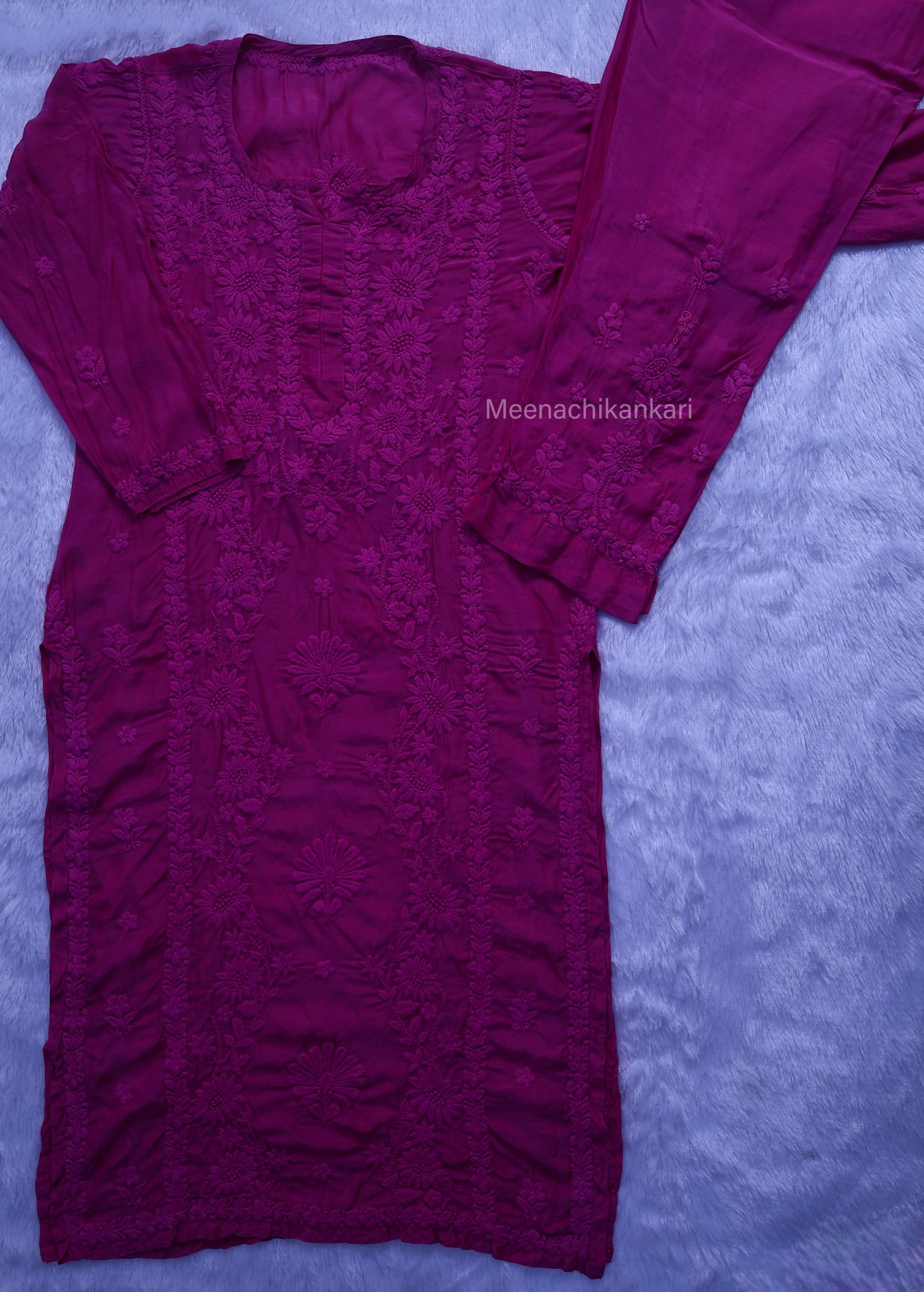 Jasmine Chikankari Magenta Muslin kurta Set