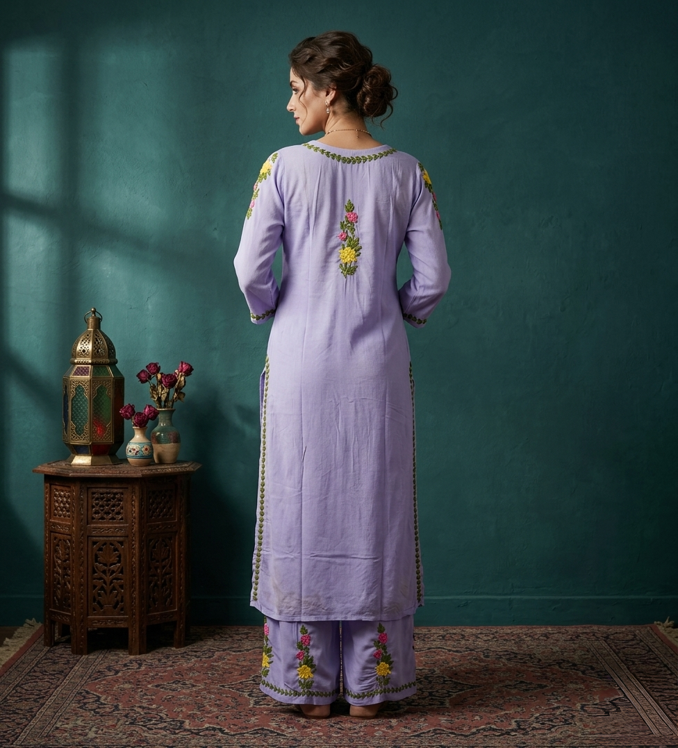 Safa Powder Blue Chikankari Modal Kurta Set