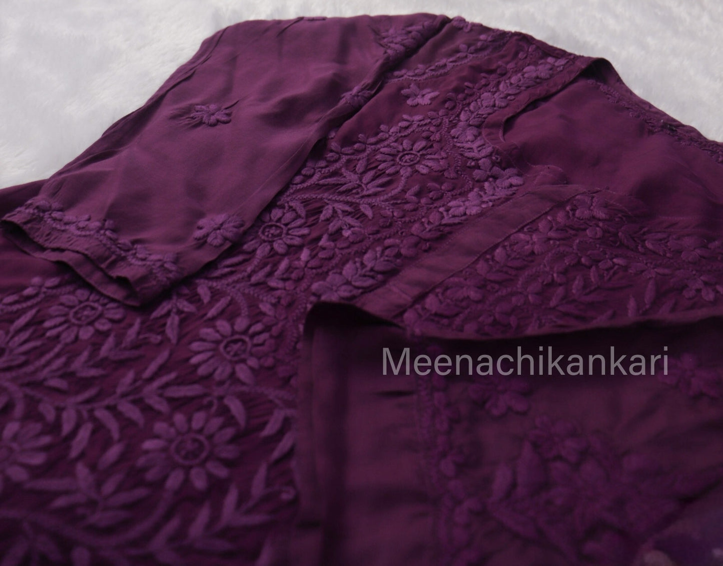Ektara Purple Muslin Mid Long Cord Kurta Set