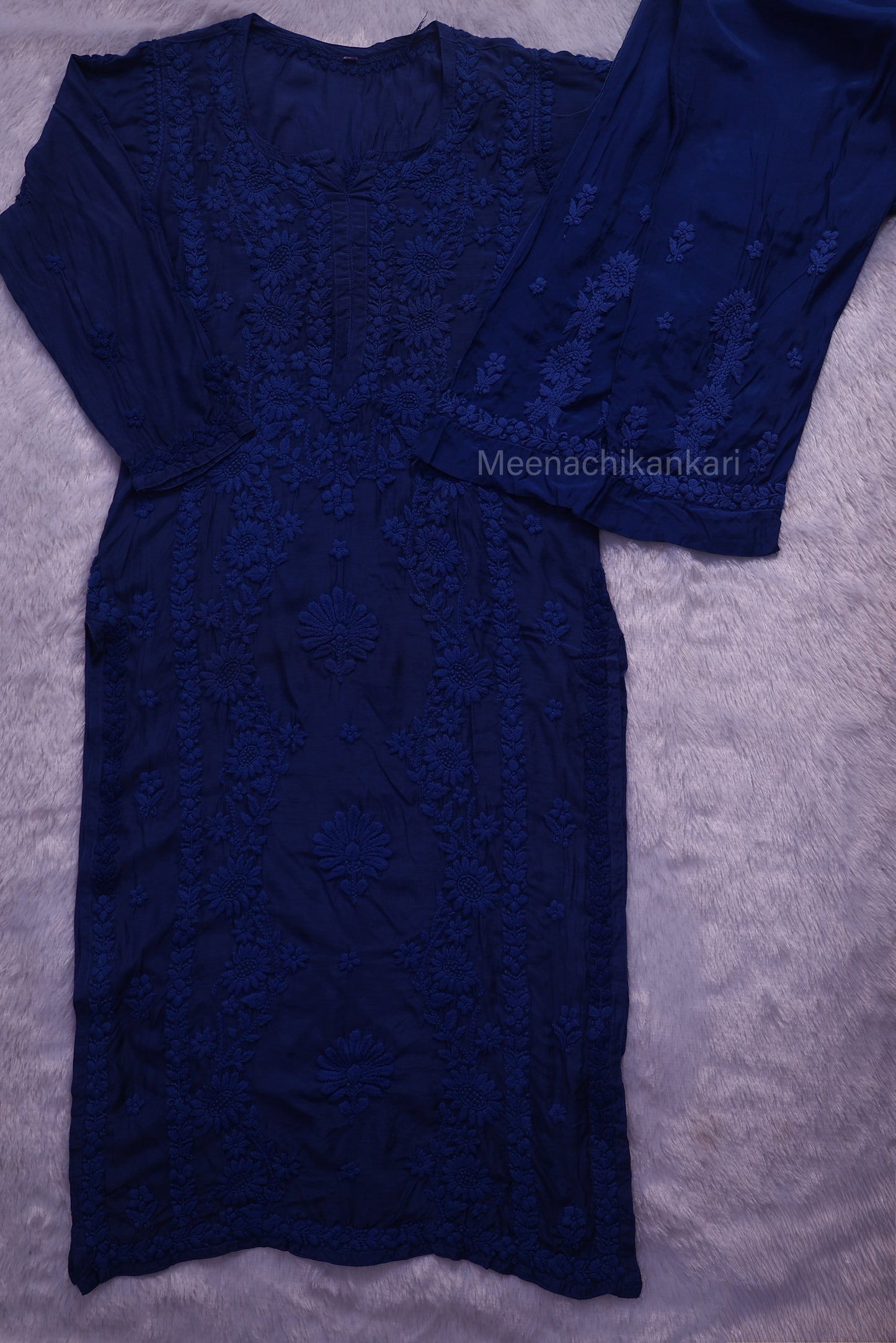 Jasmine Chikankari Royal Blue Muslin kurta Set