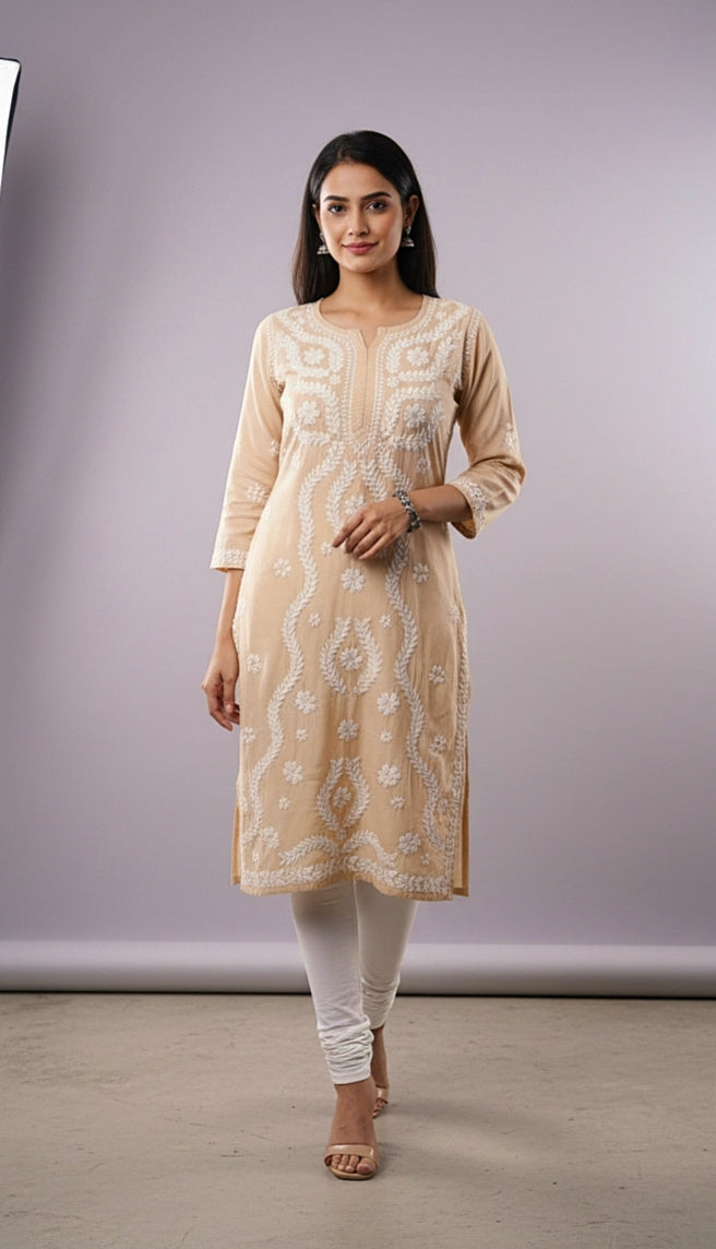 Hayat Beige Rayon Straight Kurta