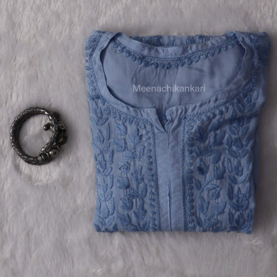 Rahifa Powder Blue Long Modal Kurta