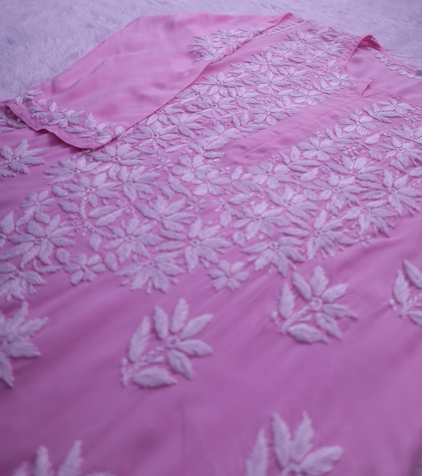 Noor Pink Modal Chaikankari Long Kurti