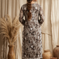 Safar Brown Long CottonChikankari Kurti Set
