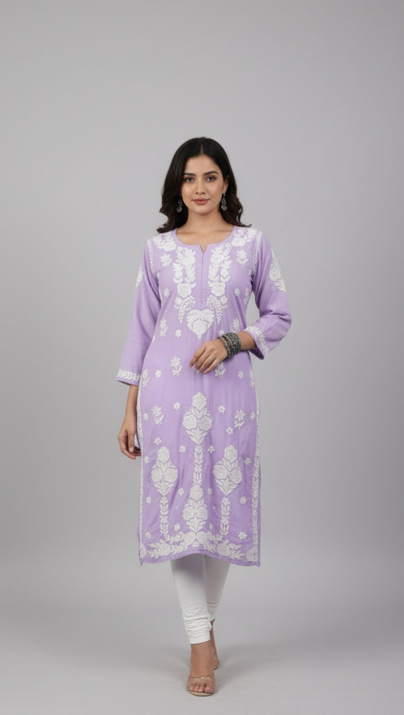 Raha Lilac Modal Straight Long Kurta