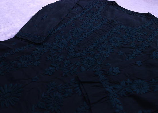 Jasmine Chikankari Bottle Green Muslin kurta Set