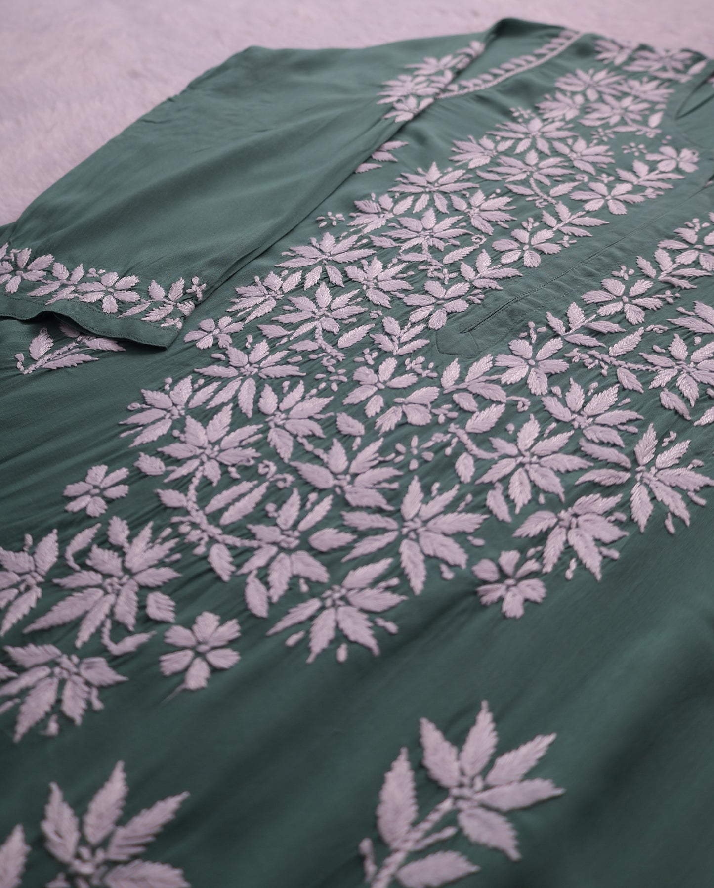 Noor Green Modal Chaikankari Long Kurti