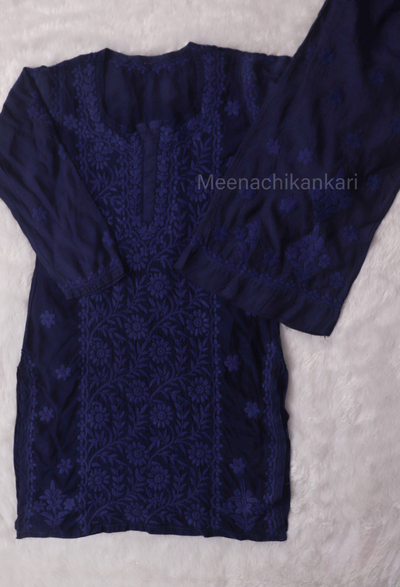 Ektara Royal Blue Muslin Mid Long Cord Kurta Set