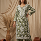 Safar Green Long Cotton Chikankari Kurta Set