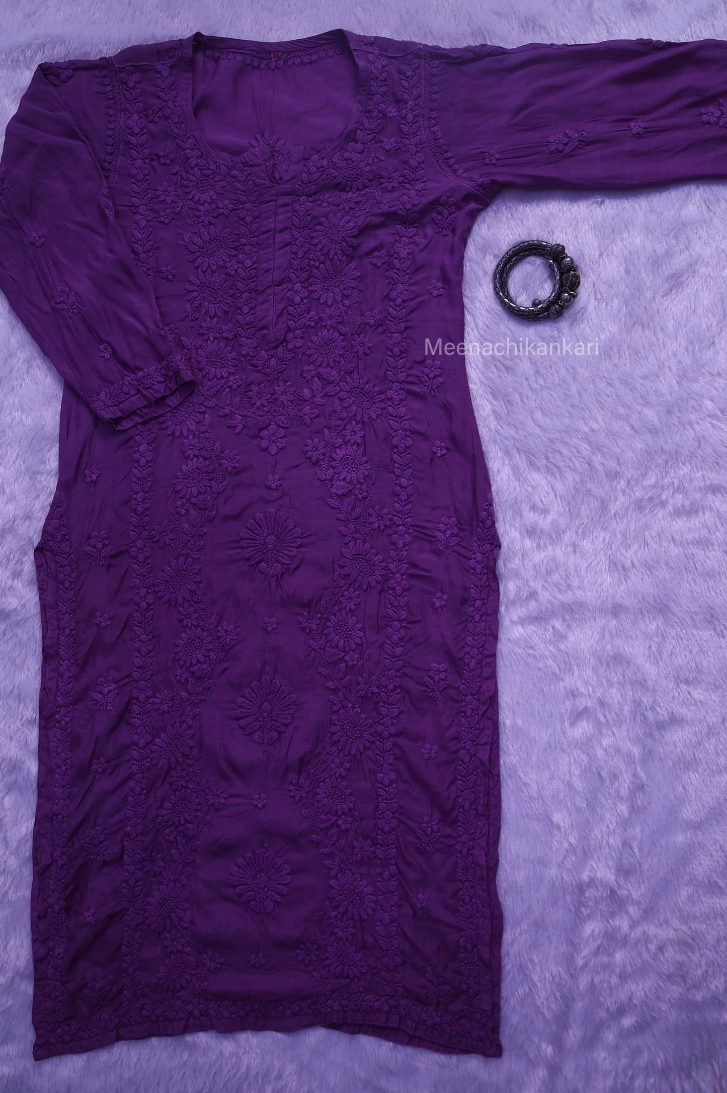Jasmine Chikankari Plum Purple Muslin kurta Set