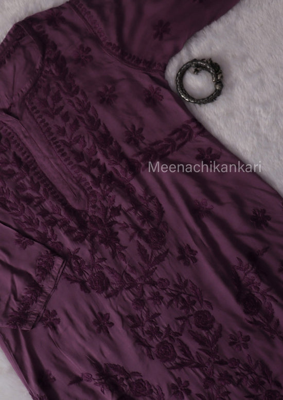 Rahifa Wine Long Modal Kurta