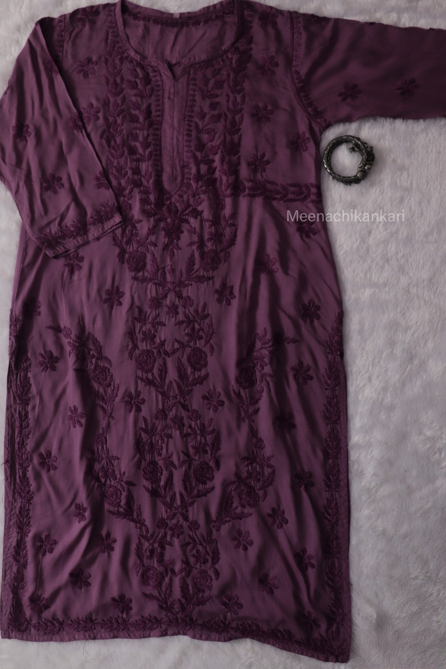 Rahifa Wine Long Modal Kurta