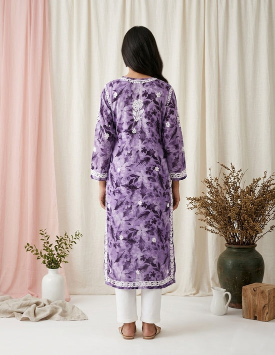Aarzoo Lilac Mull Cotton Long Kurti