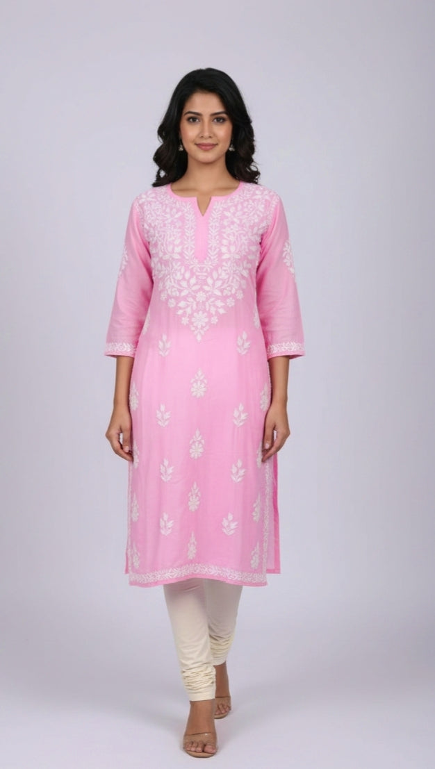 Haya Pink Modal Straight Kurta
