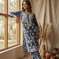 Safar Grey Long Cotton Chikankari Kurti Set
