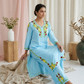 Safa Ocean Blue Chikankari Modal Kurta Set