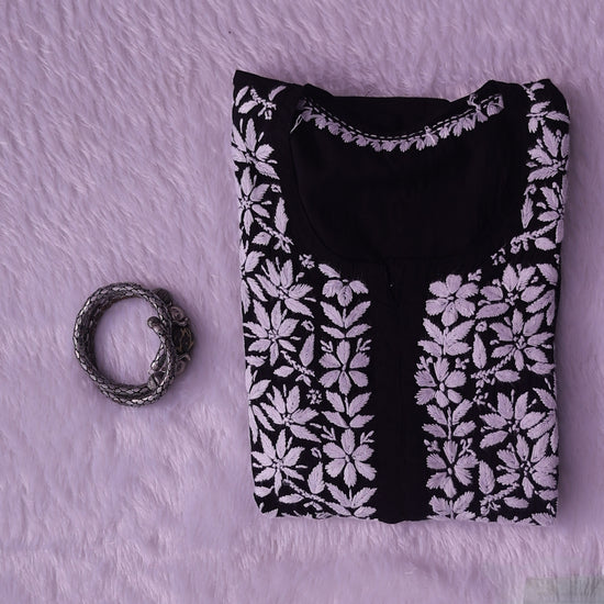 Noor Black Modal Chaikankari Long Kurti