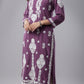 Raha Lavender Purple Modal Straight Long Kurta